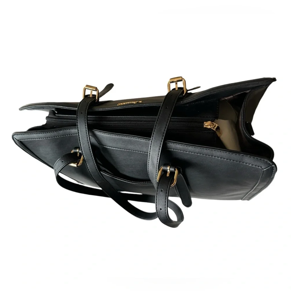 Beautiful Black Leather Handbag Tote Laptop IPad Tablet Bag Lovevook
